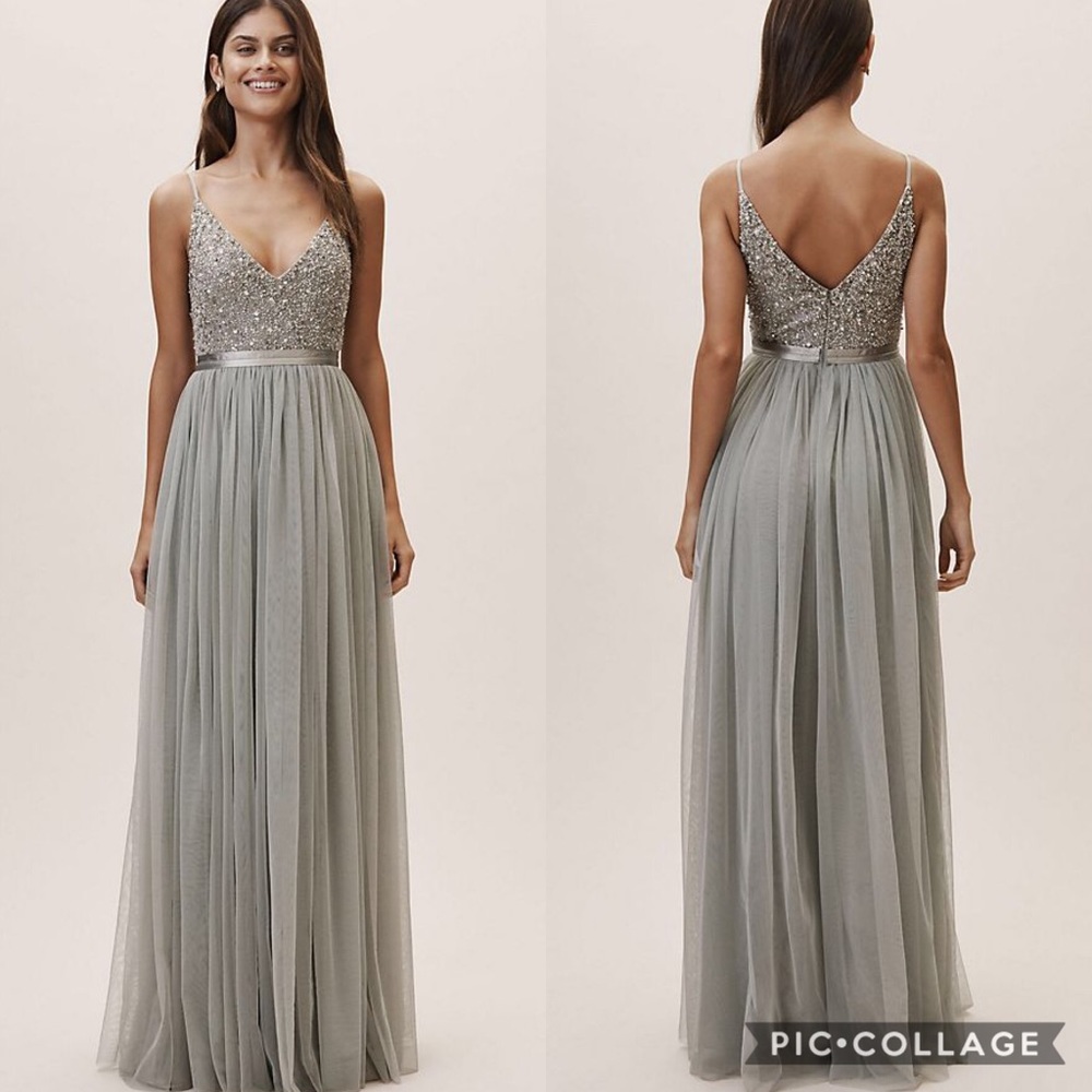 BHLDN Anthropologie Avery Beaded Tulle Gown Dress